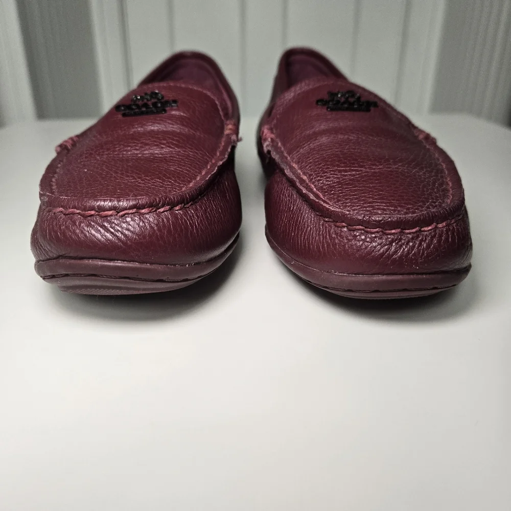 Coach Womens Marley Driver Loafer Burgundy Size 8 Leather Comfy Preppy Old Money - Picture 9 of 13